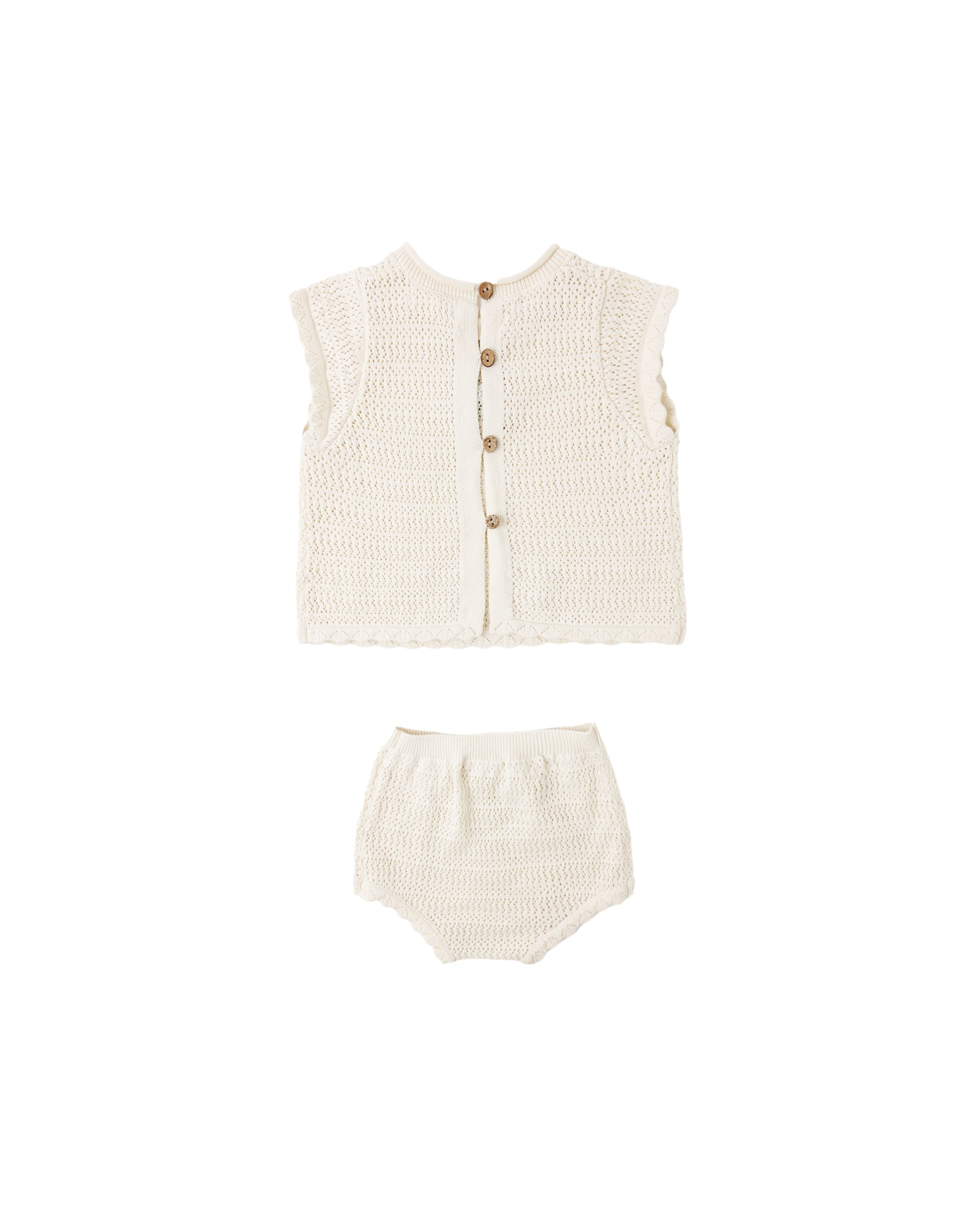 Scallop Knit Baby Set - Natural