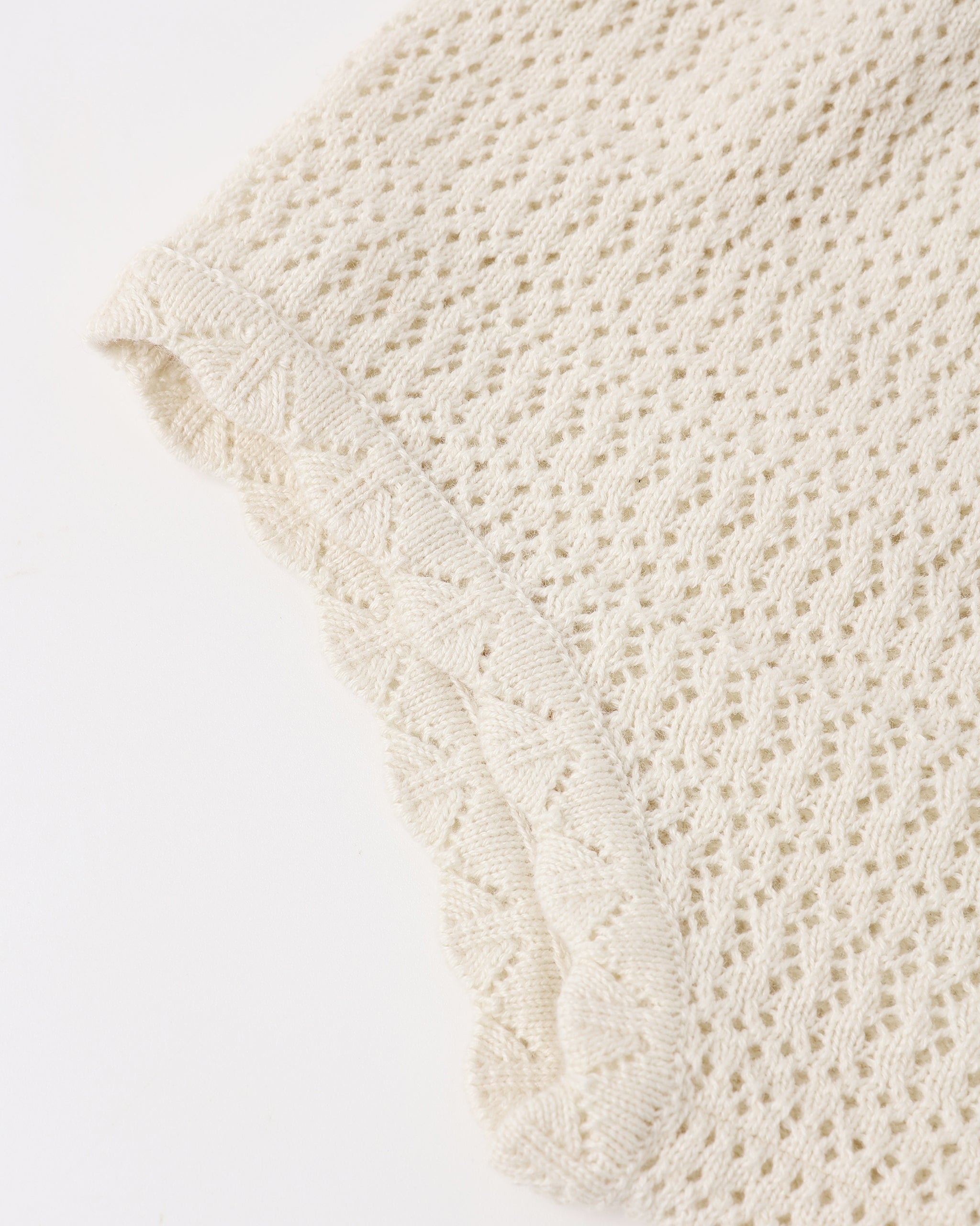 Scallop Knit Baby Set - Natural