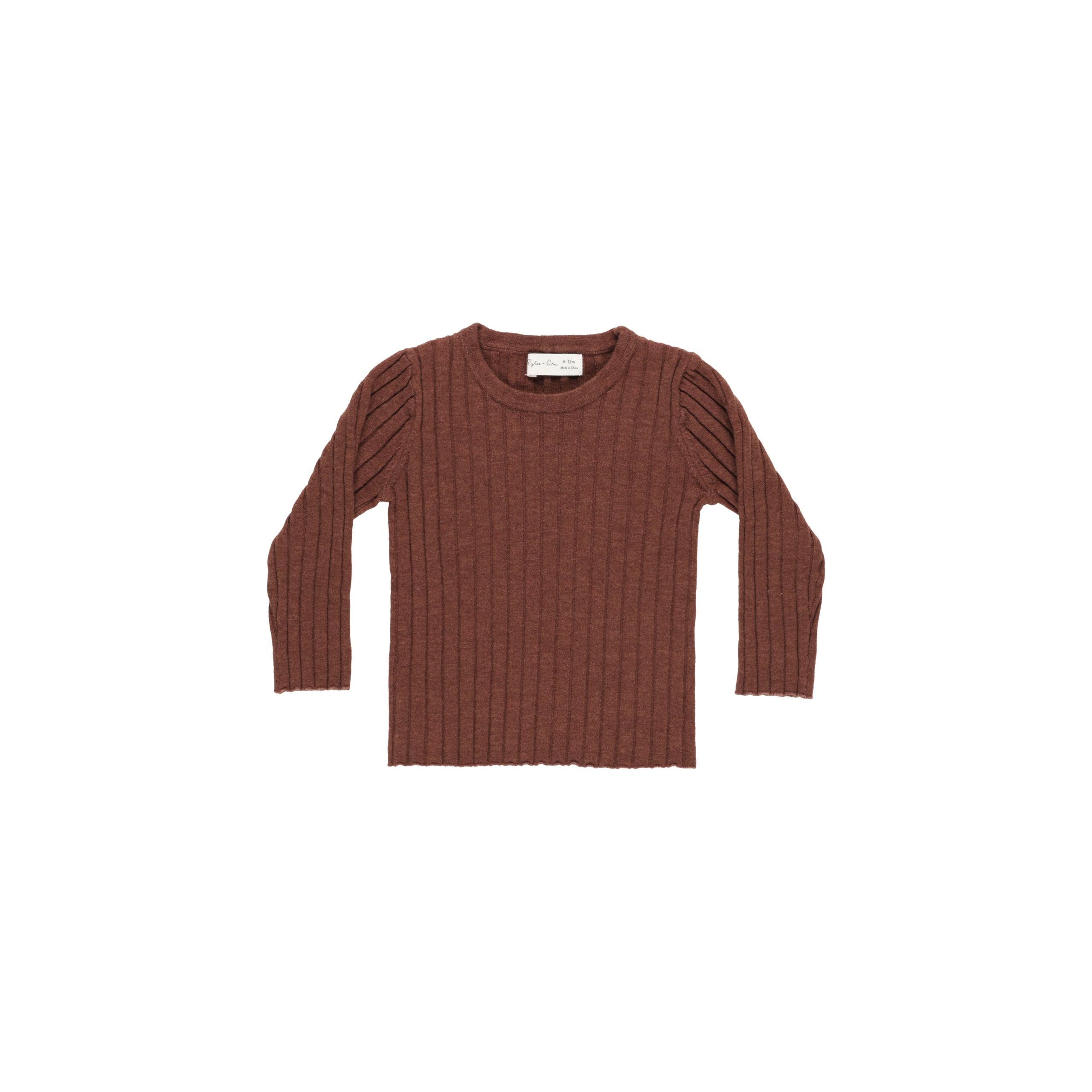 Long Sleeve Knit Top - Brick