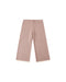 A pair of wide-leg cropped pants in a dusty rose pink color, featuring a small repeating geometric pattern and contrasting cream-colored trim at the hems, shown against a plain white background.