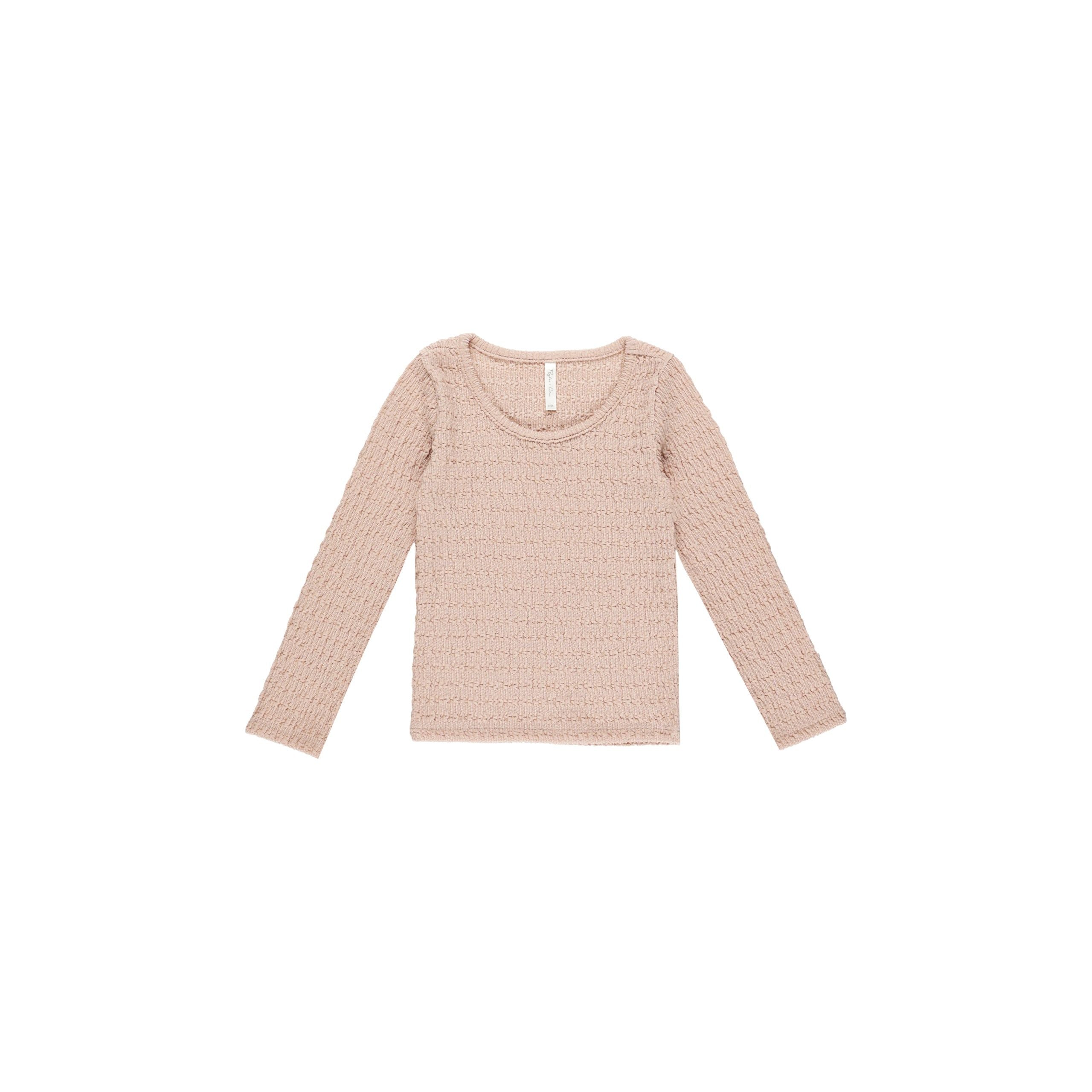 Textured Long Sleeve Top - Rose