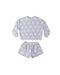 Periwinkle short set with daisy pattern
