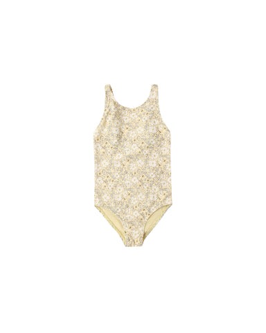 Floral patterned swimsuit on a white background