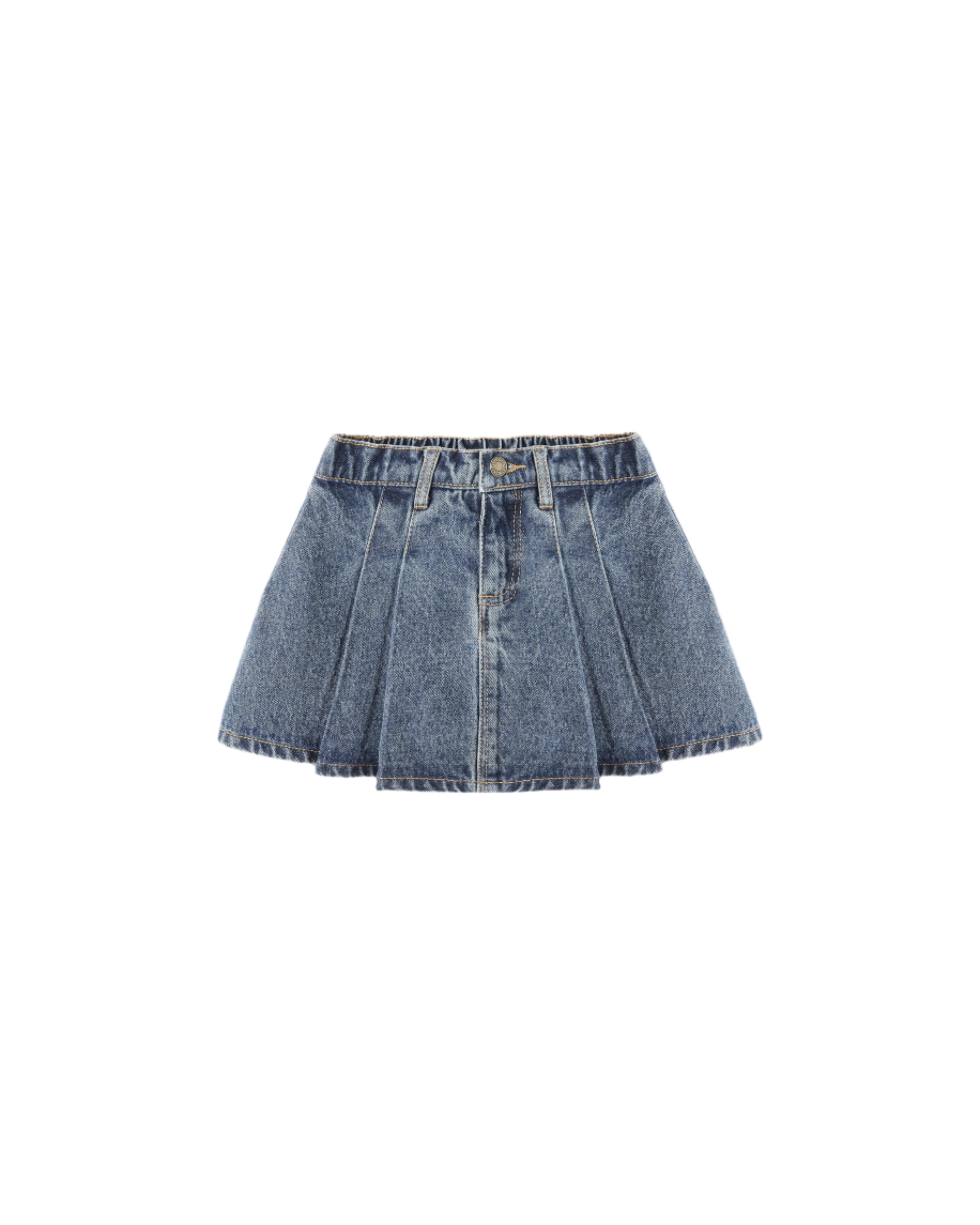 Pleated Denim Skirt - Indigo Denim