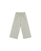 A pair of wide-leg track pants in a light sage green, featuring a white stripe down the side of each leg and an elastic waistband, shown against a plain white background.