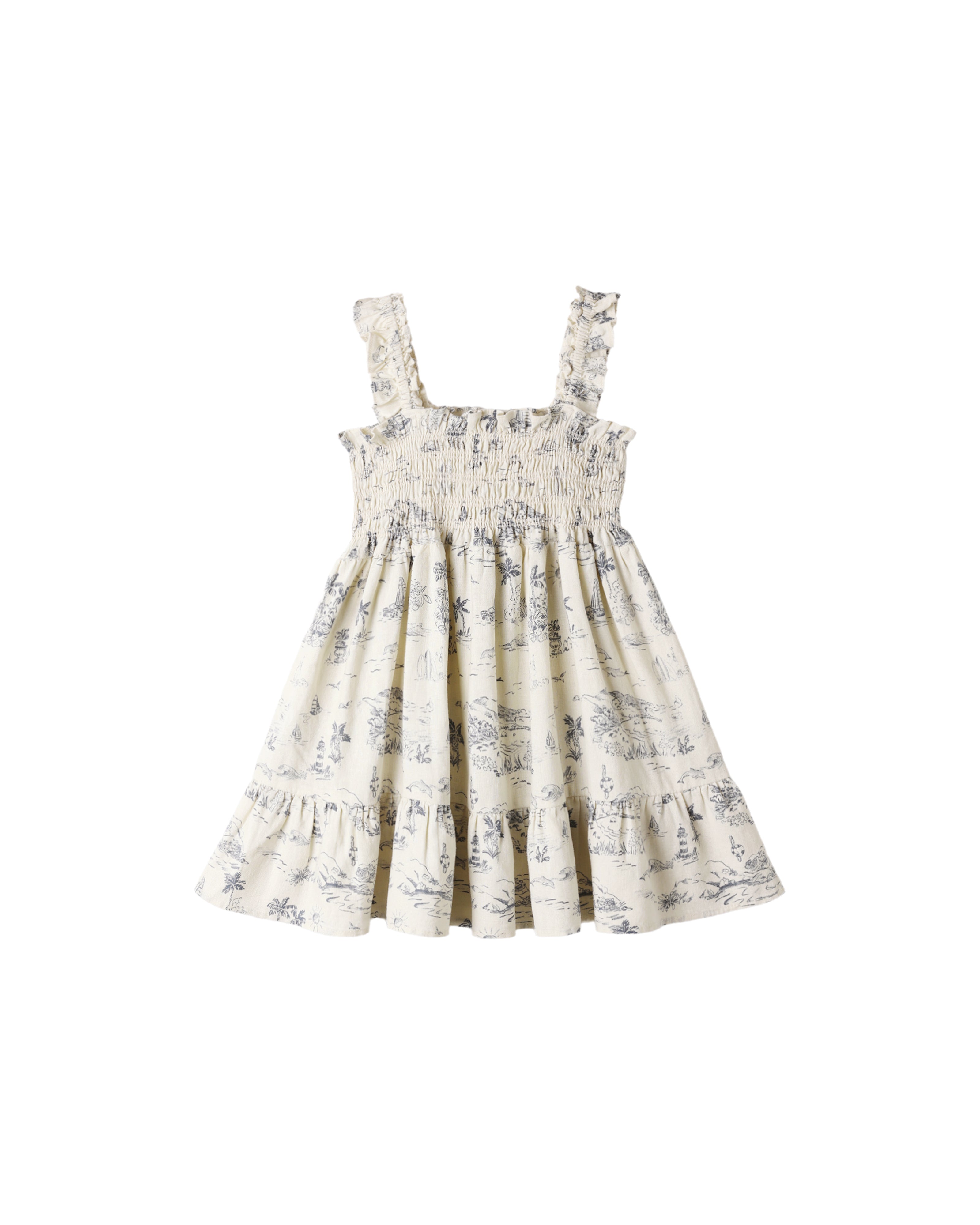 Sutton Dress - Ocean Toile