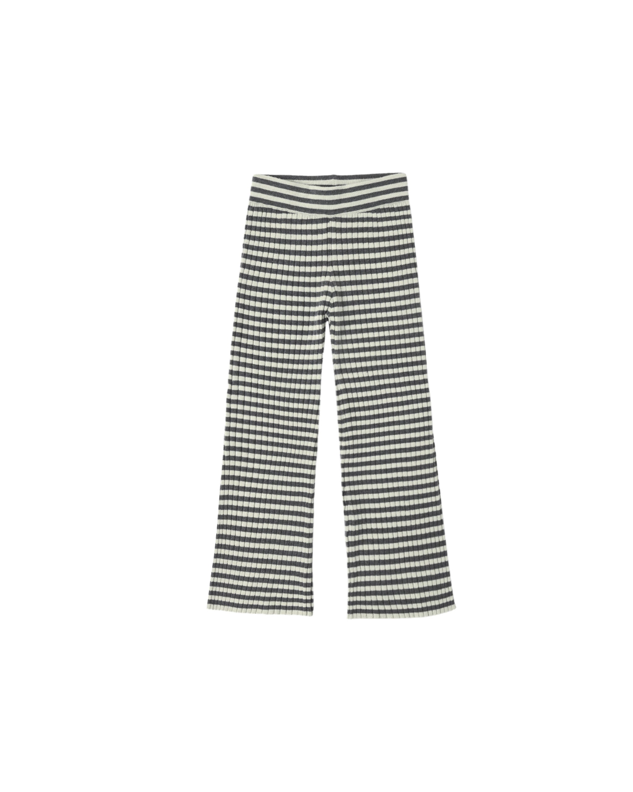 Black and white horizontally striped wide-leg pants shown flat against a plain white background.