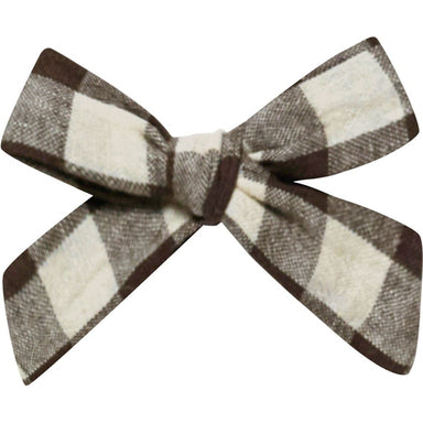 cream and charcoal colored check hair bow