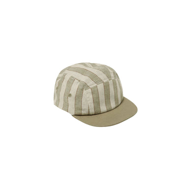 olive green and cream striped five panel hat