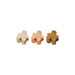 three pack flower clip set with cream, pink and brown