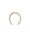 A leopard print denim padded headband shown on a white background