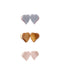 Heart shaped hair clips in dusty blue, clay and blush