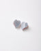 A pair of heart-shaped stud earrings with a translucent light blue-gray resin front and a pink inner lining, shown on a plain white background.