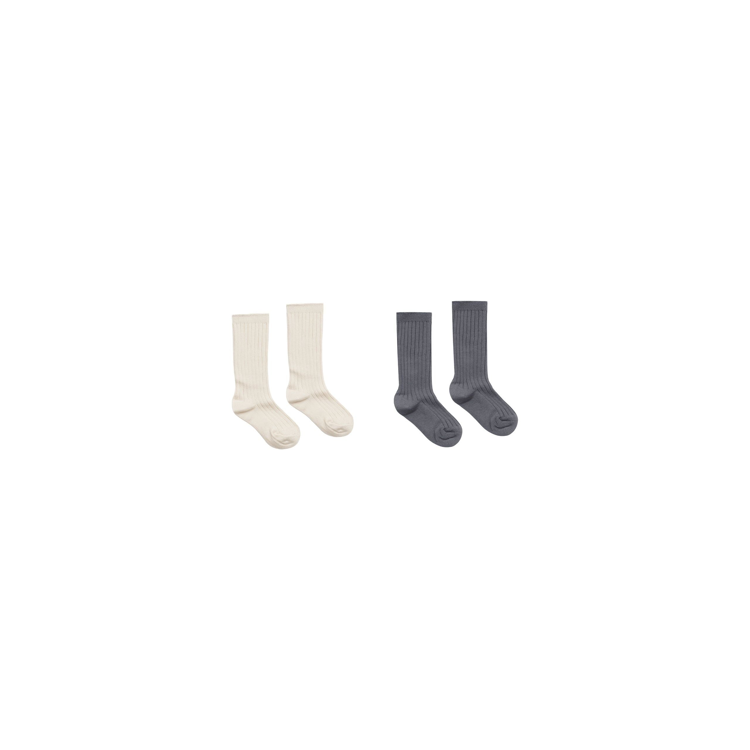 Ribbed Socks - Natural/Indigo