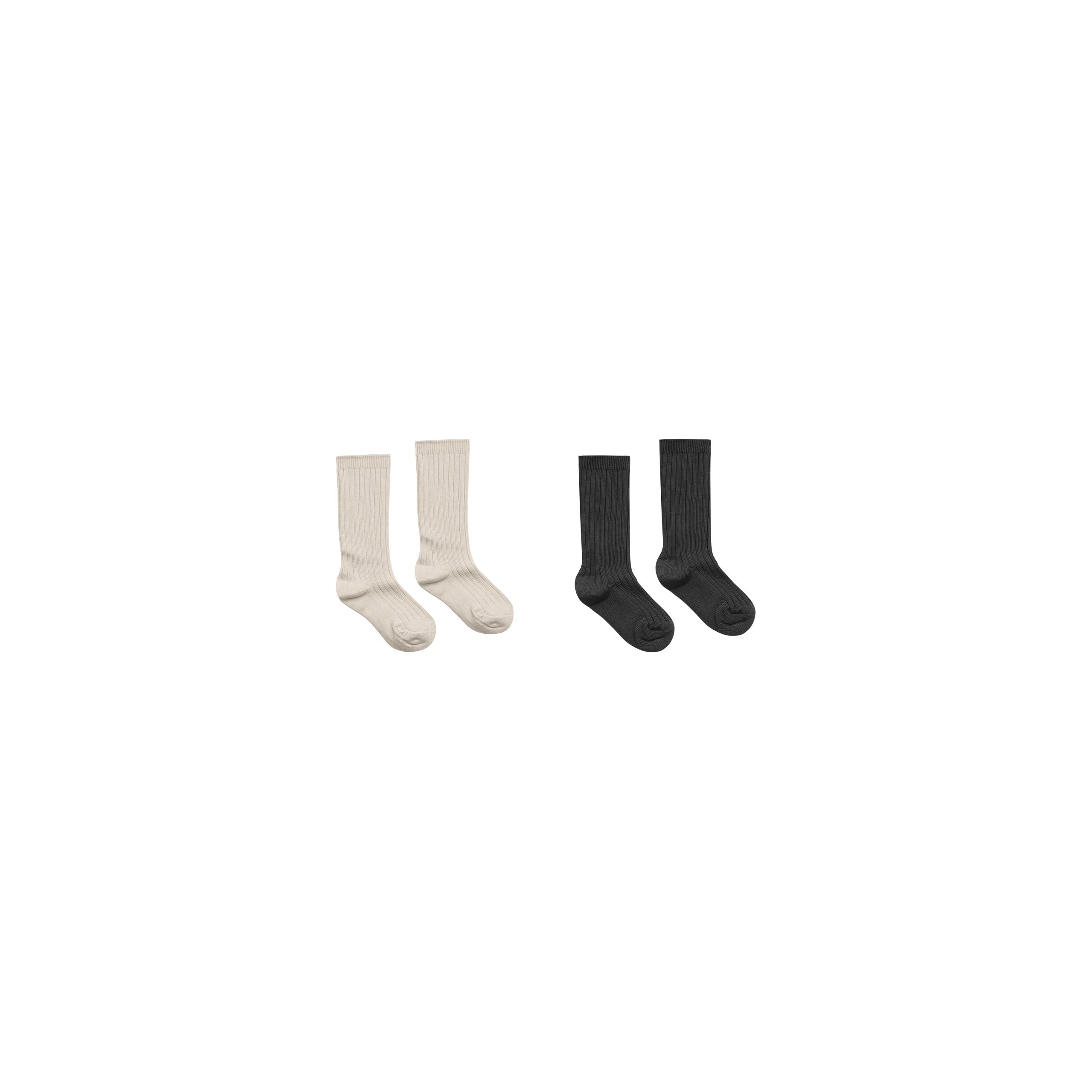 Ribbed Socks - Stone/Black