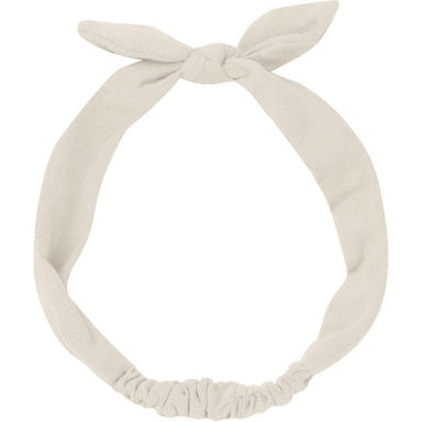 cream colored baby headband with elastic at the bottom