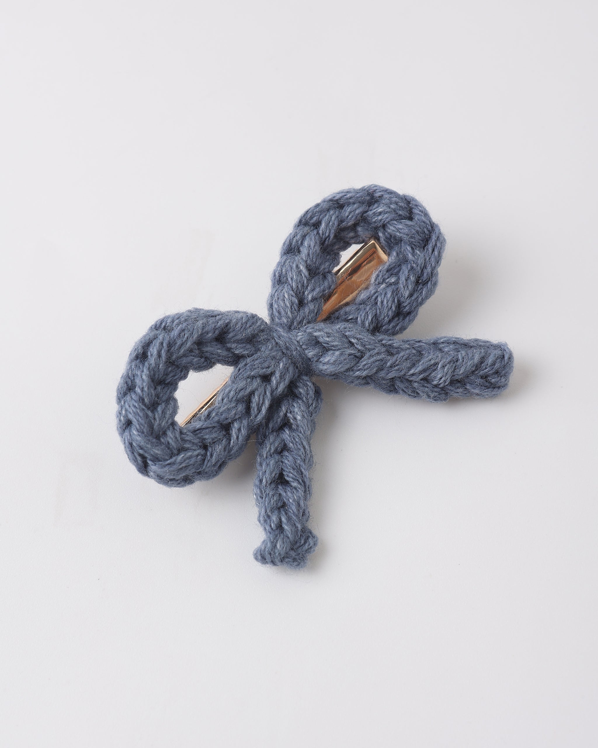 Crochet Bow Clip - Marine