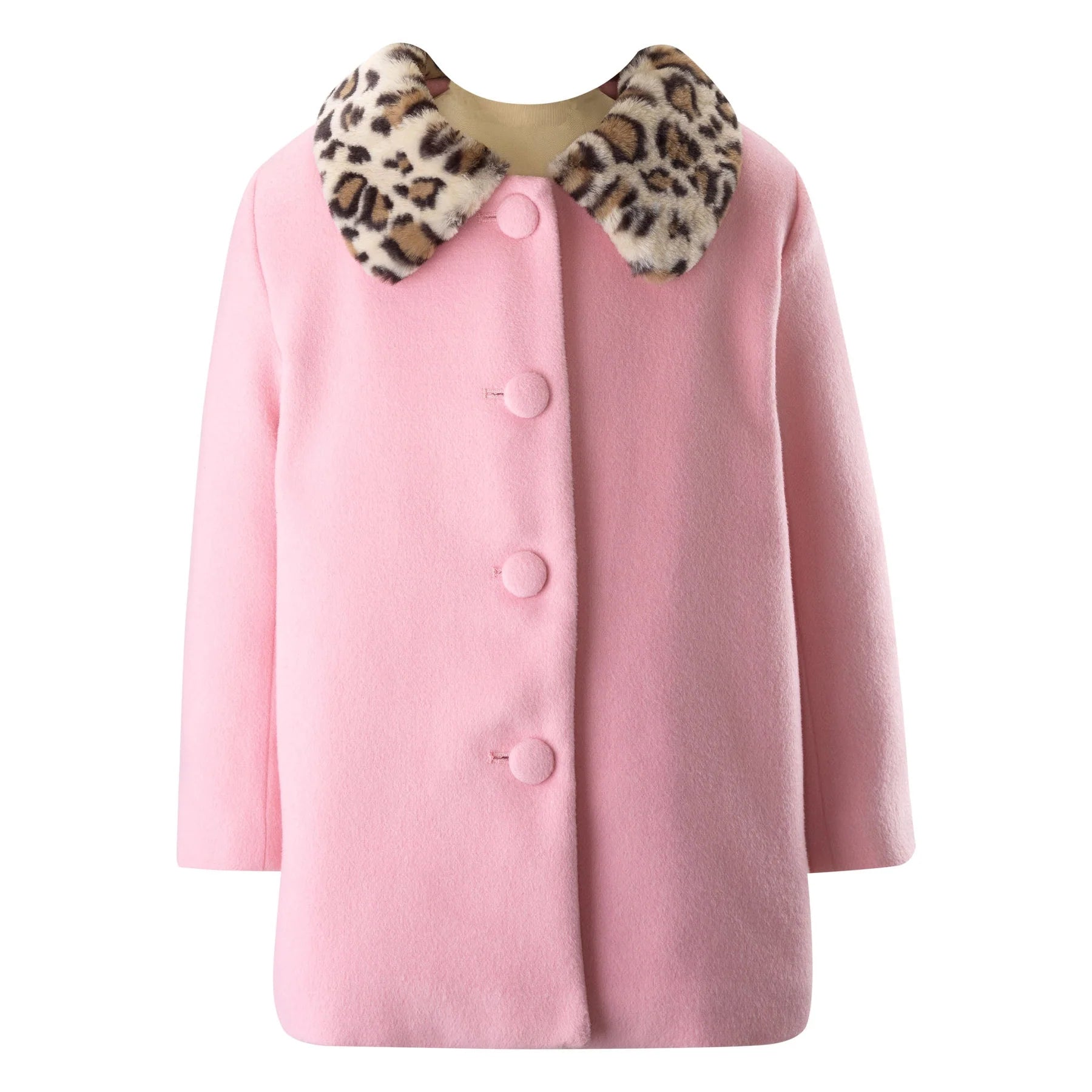 Faux Fur Collar Coat - Leopard