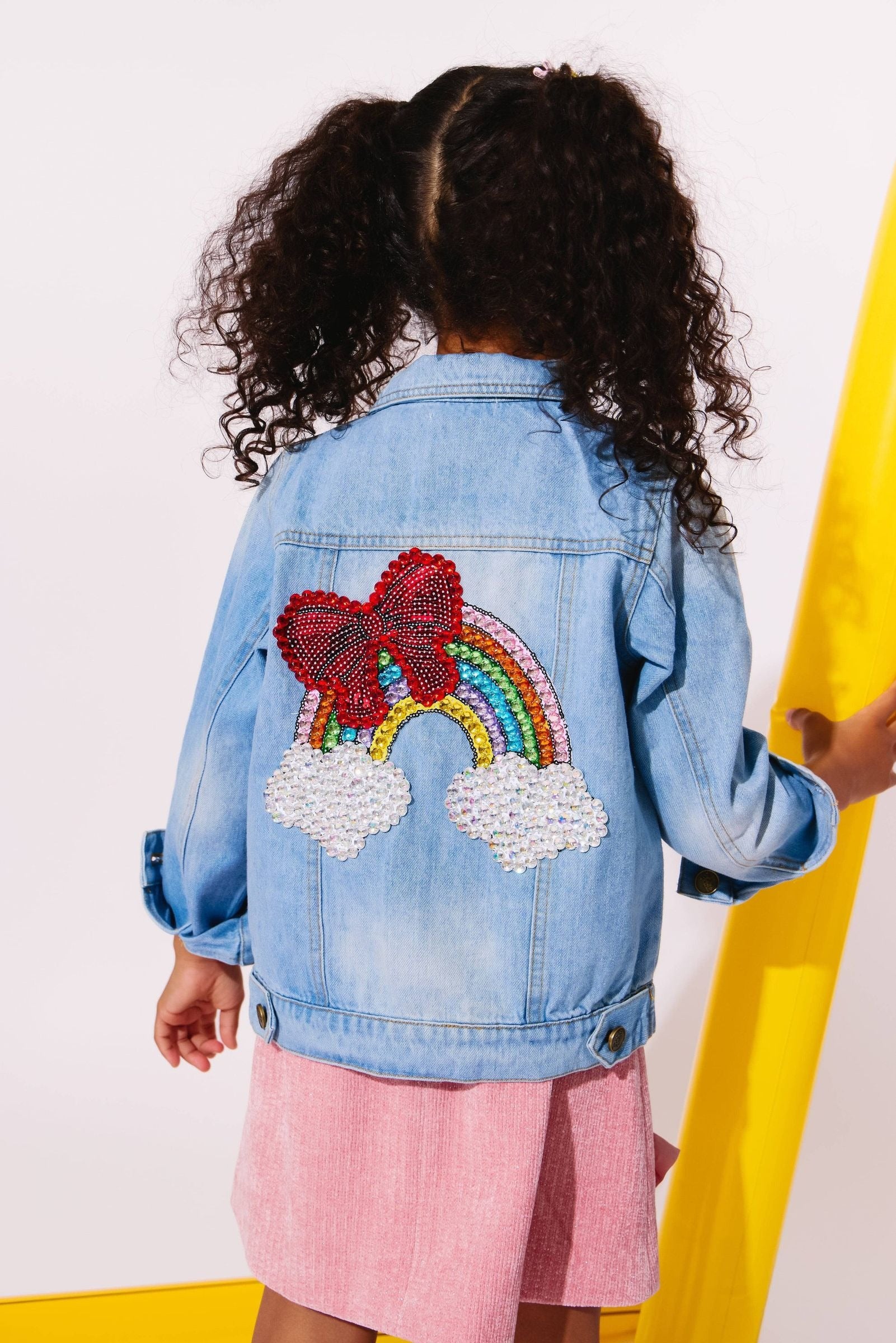 Denim Jacket - Rainbow Bow Gem