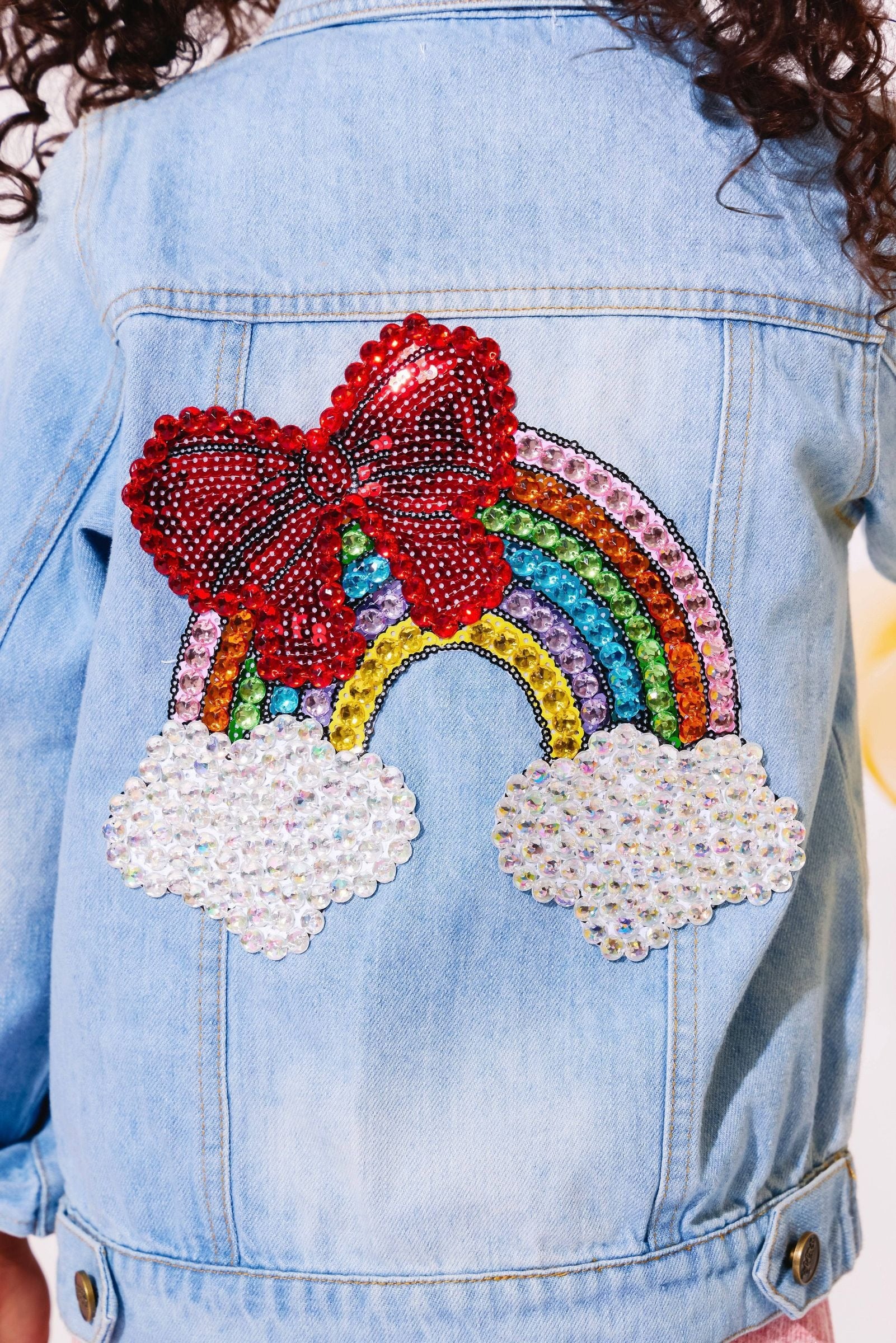Denim Jacket - Rainbow Bow Gem