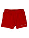 Red shorts with 'PROPERLY TIED' text on a white background