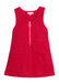 Red sleeveless romper with a zipper on a white background