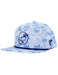 Blue camouflage cap with a logo on a white background