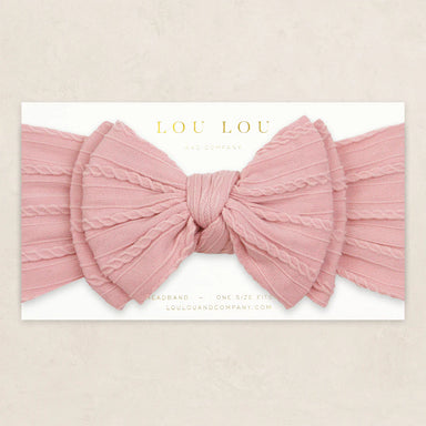 Rose colored cable knit headband