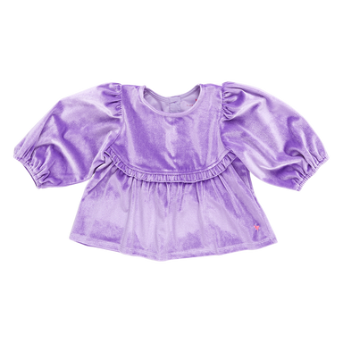 lavender purple 3/4 balloon sleeve velour top