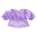lavender purple 3/4 balloon sleeve velour top