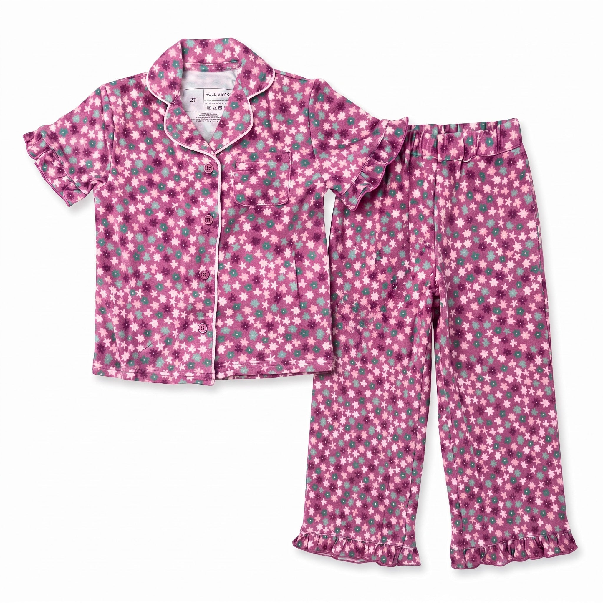 Ruffle Pant Set - Plum Ditsy Floral