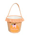 Pumpkin-themed basket with ruffled edge and 'Goldie' monogram on a white background