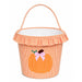 Pumpkin-themed basket with ruffled edge and on a white background