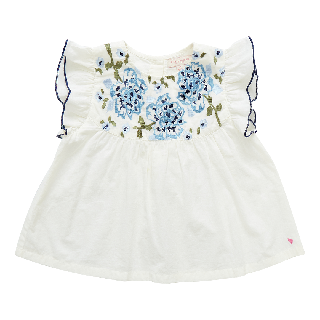 Kari Top - Blue Embroidery