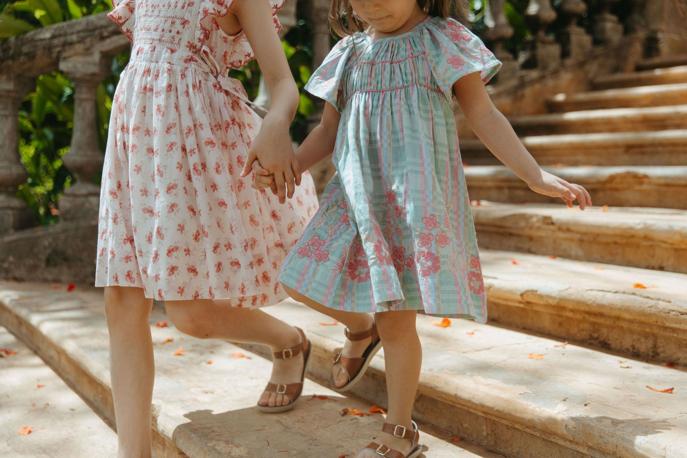 Blue and pink floral dress