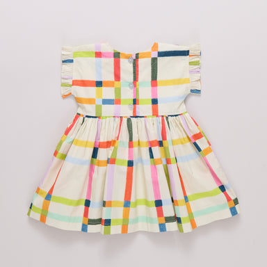 Colorful plaid dress on a light gray background