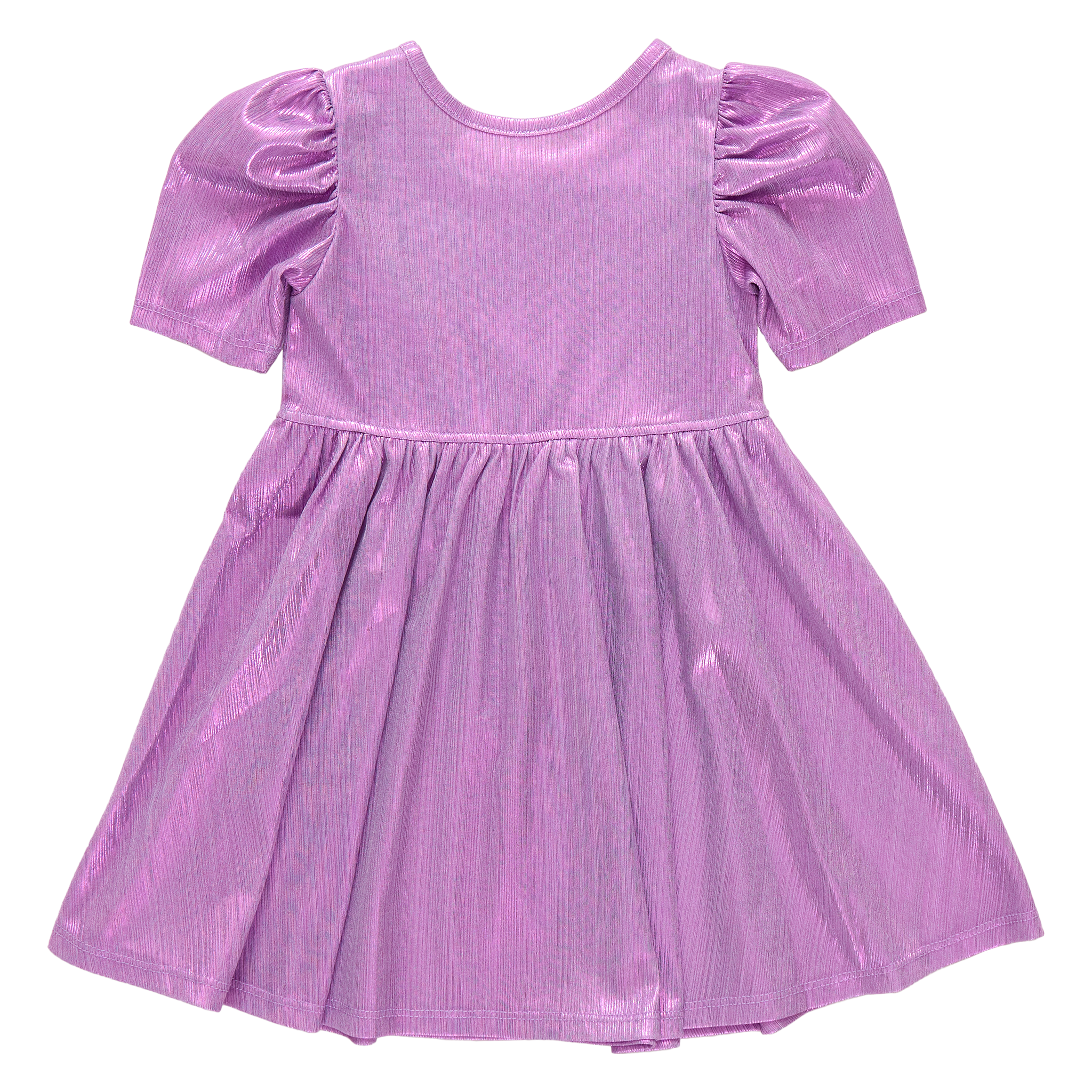 Purple dress with puff sleeves on a white background