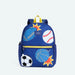 Patchwork Sports Kane Backpack featuring a football, baseball, soccer ball and basketball.
