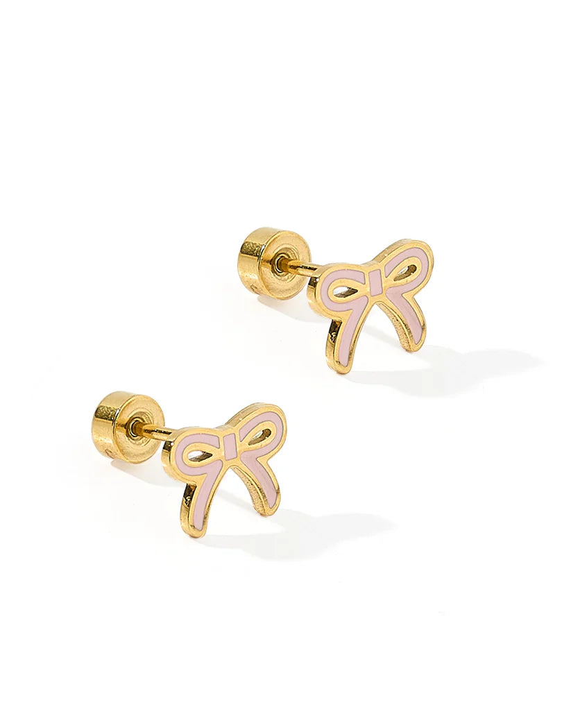 Earrings - Sadie Bow Light Pink