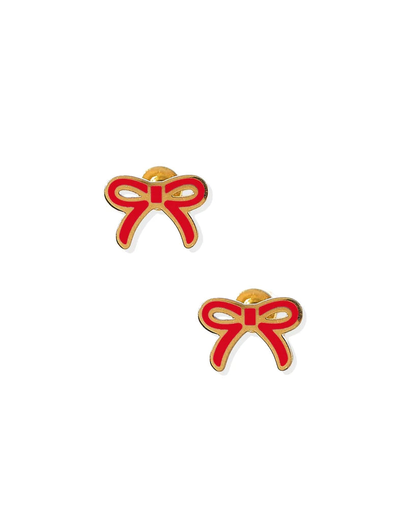 Earrings - Sadie Bow Red