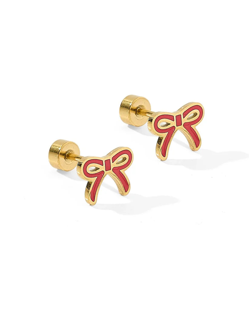 Earrings - Sadie Bow Red