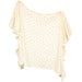 A cream blanket with a tiny red cherry print, featuring a draped silhouette, shown against a plain white background.