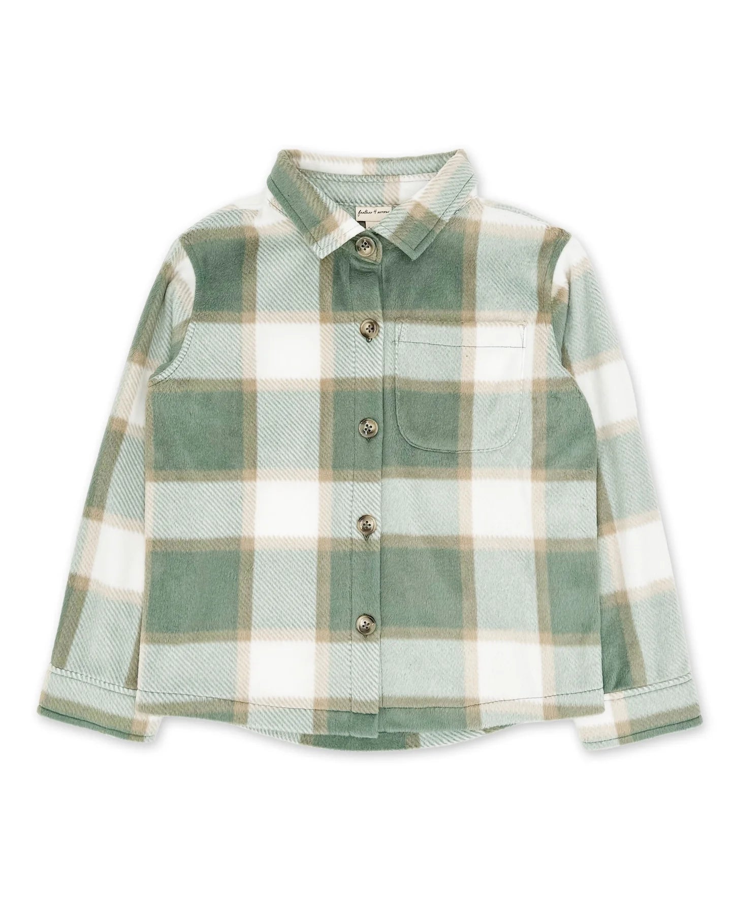 Green and white plaid shirt on a white background