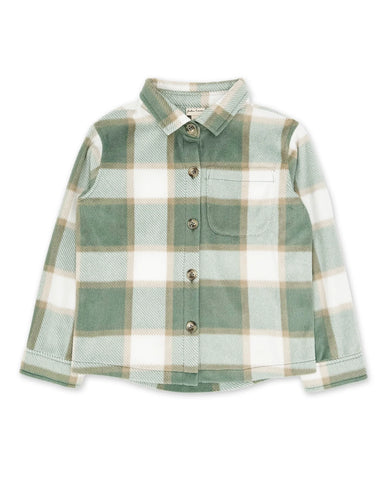 Green and white plaid shirt on a white background