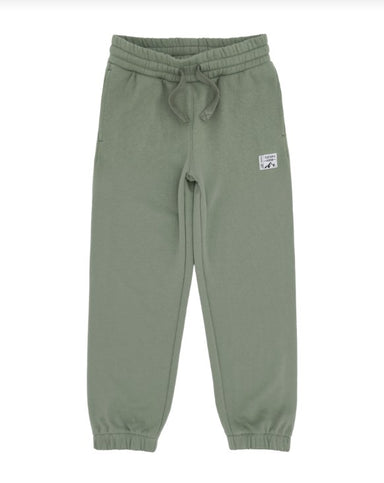 Sage green terrycloth jogger with an adjustable waistband
