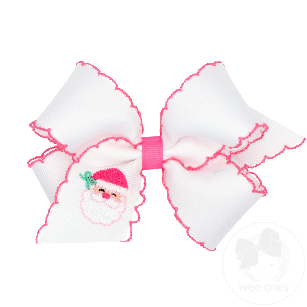 Grosgrain Bow - Pink Santa