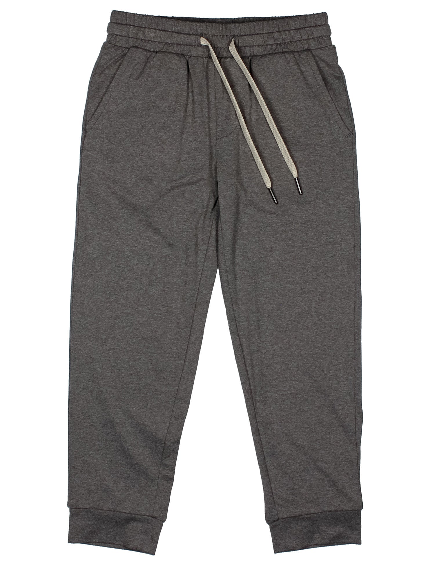 Gray sweatpants with drawstring on a white background