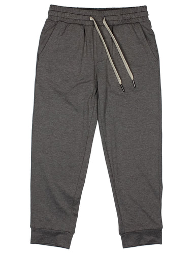 Gray sweatpants with drawstring on a white background