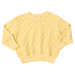 Yellow sweatshirt with smiley face pattern on a white background