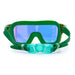 Green goggles with blue lenses on a white background